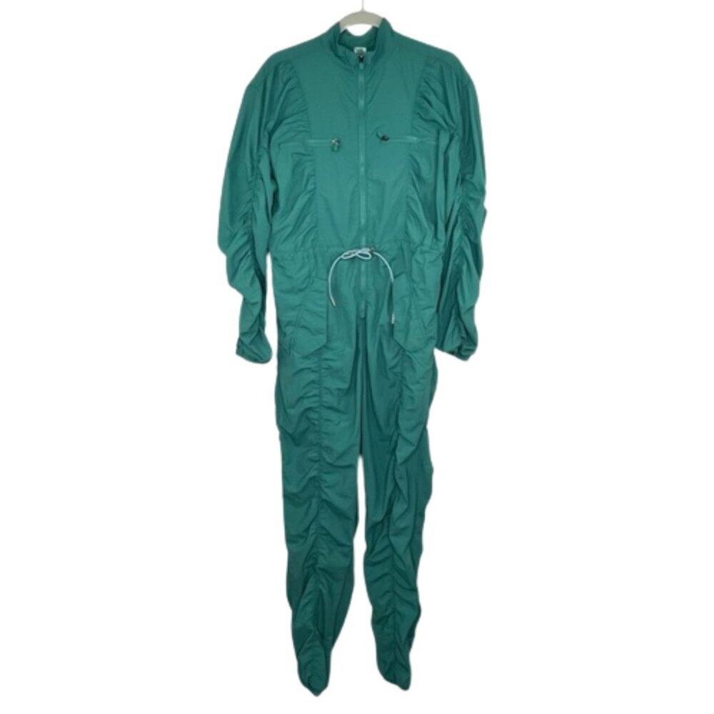 Fabletics McKenzie Woven green pant jumpsuit zip up size Medium